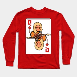 Pixelrockstars Queen of Diamonds Playing Card Long Sleeve T-Shirt